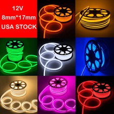 32.8ft 12V Waterproof LED Neon Rope Light Strip In / Outdoor Home Holiday Decor