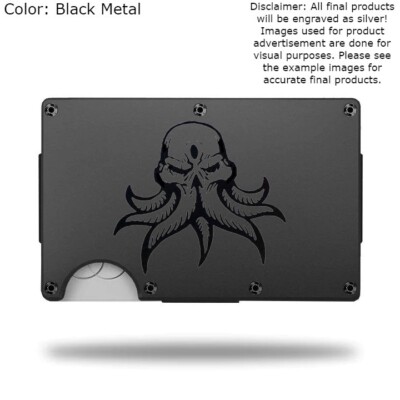 Custom ''LOVECRAFT CTHULHU'' Laser Engraved Wallet - Pick A Wallet Color