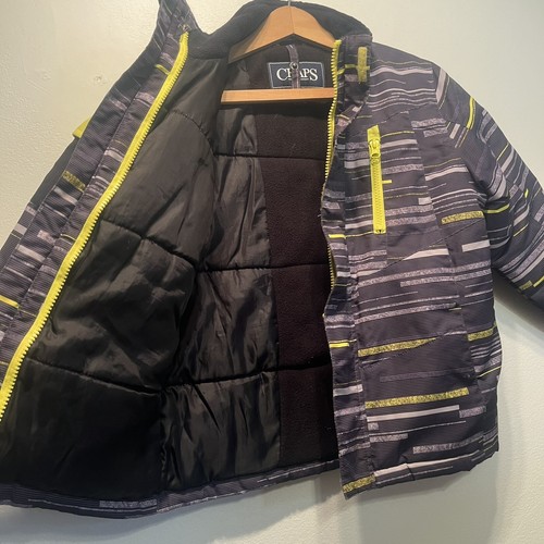Chaps Boy Coat Sz 5/6 Gray with 2 Yellow Zippers & Hook and Loop Closure Warm - Picture 6 of 10