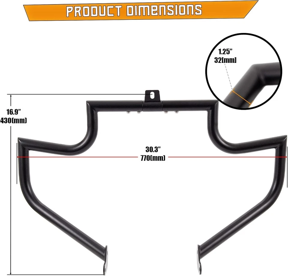 NEW BLACK Highway Engine Guard Bar 1.25" HARLEY BREAKOUT Night Train Deuce 00-17 - Image 2 of 4