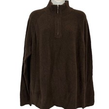 Banana Republic Mens Cotton Wool Blend Chocolate Brown 1/4 Zip Sweater sz XL