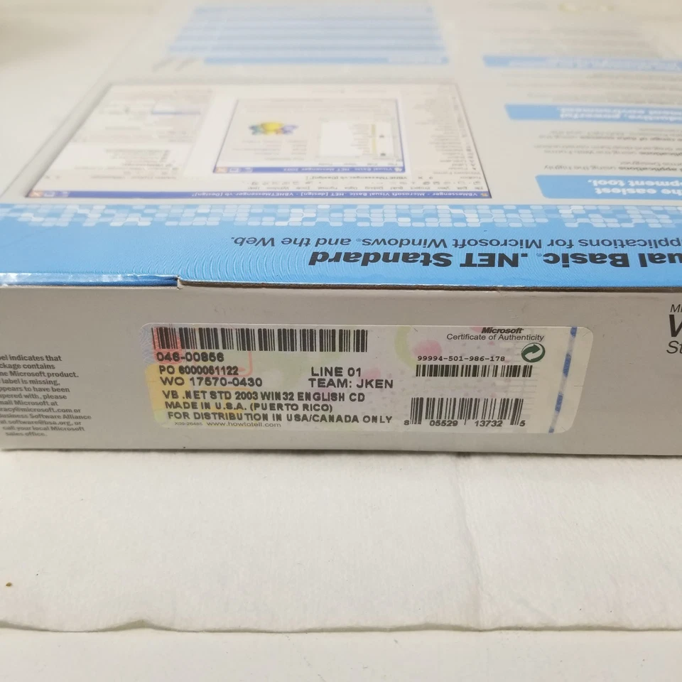 Microsoft Visual Basic NET Standard 2003 Software Boxed PC CD New Sealed - Image 3 of 4