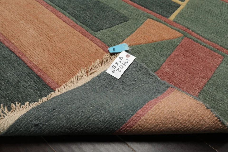 5'10''x8'4'' Hand Knotted New Zealand Wool Teal Tibetan Modern Plush Pile Rug - Image 3 of 4