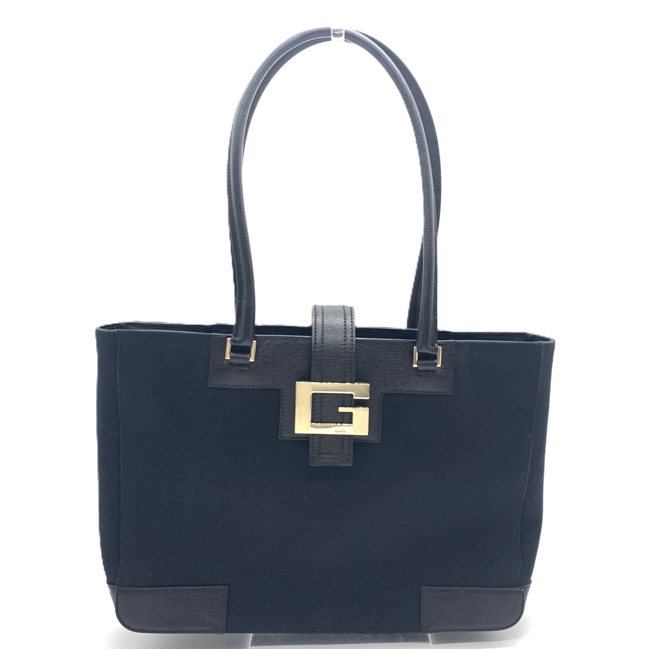 Gucci G Logo Handbag Tote Bag Black Canvas Women's AB Rank Used