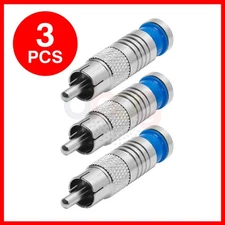 3 Pack Premium RCA Compression Connector Weatherproof RG59 Coaxial Cable Plug