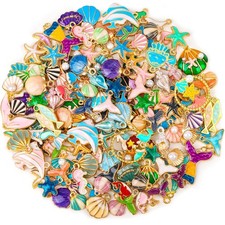 150 Pcs Ocean Beach Sea Charms for Jewelry Making and Bracelets, Assorted Sum...