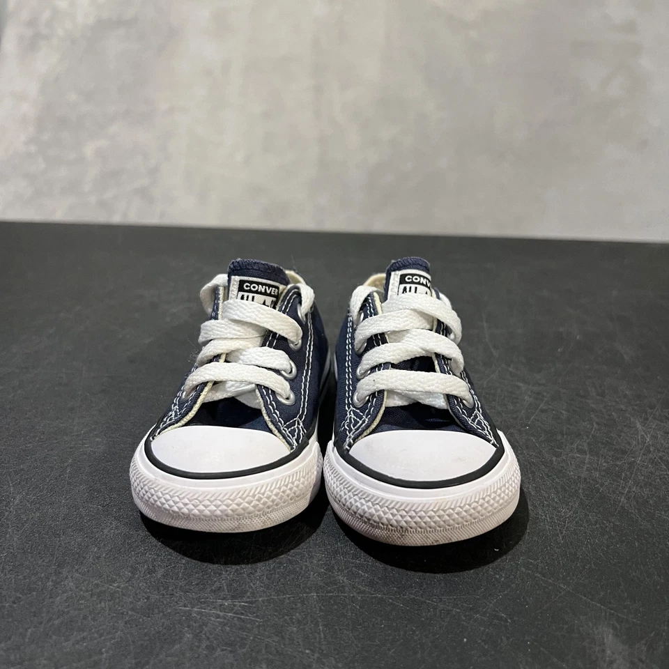 Zapatos Converse Chuck Taylor All Star Infantil Talla 3c Azul Marino Parte Superior Baja Lona 7J237 Foto 2 de 4