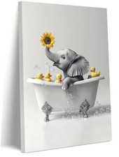 Ovczax Framed Funny Black And White Bathroom Wall 16L" x 12W" Black and White