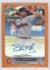 2022 Chrome Logofractor Edition Orange Refractor 23/25 Shane Bieber Auto 0m4q