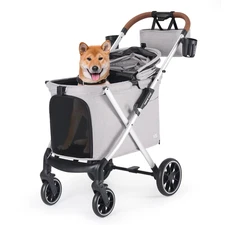 X6 Luxury Pet Stroller for Medium Dogs up to 66 Lbs, One-Second Fold Design, 180