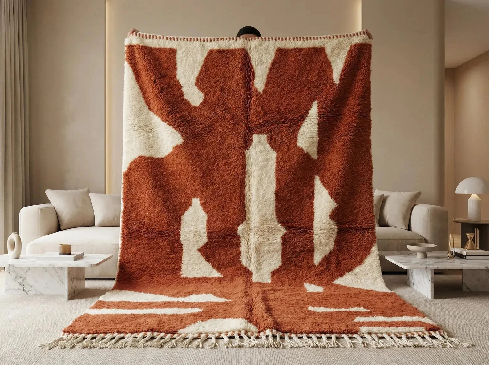 Moroccan Rug, Terracotta Berber Rug, Modern Boho Area Rug, Handwoven Moroccan