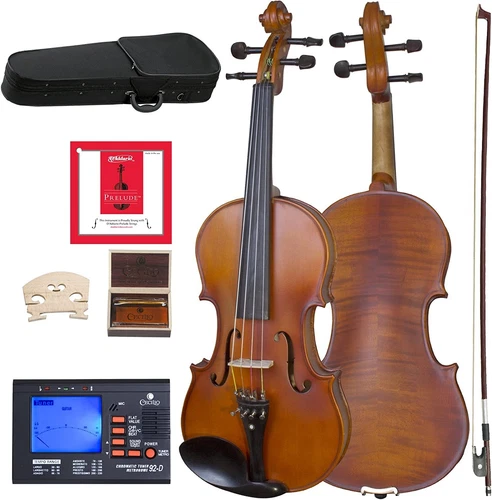 Cecilio CVA-500 Solidwood Ebony Fitted Viola w/ D'Addario Prelude Strings, 14-In
