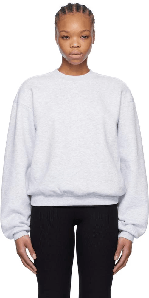 Skims Light Heather Grey Cotton Fleece Crewneck Sweatshirt Women's Size XS