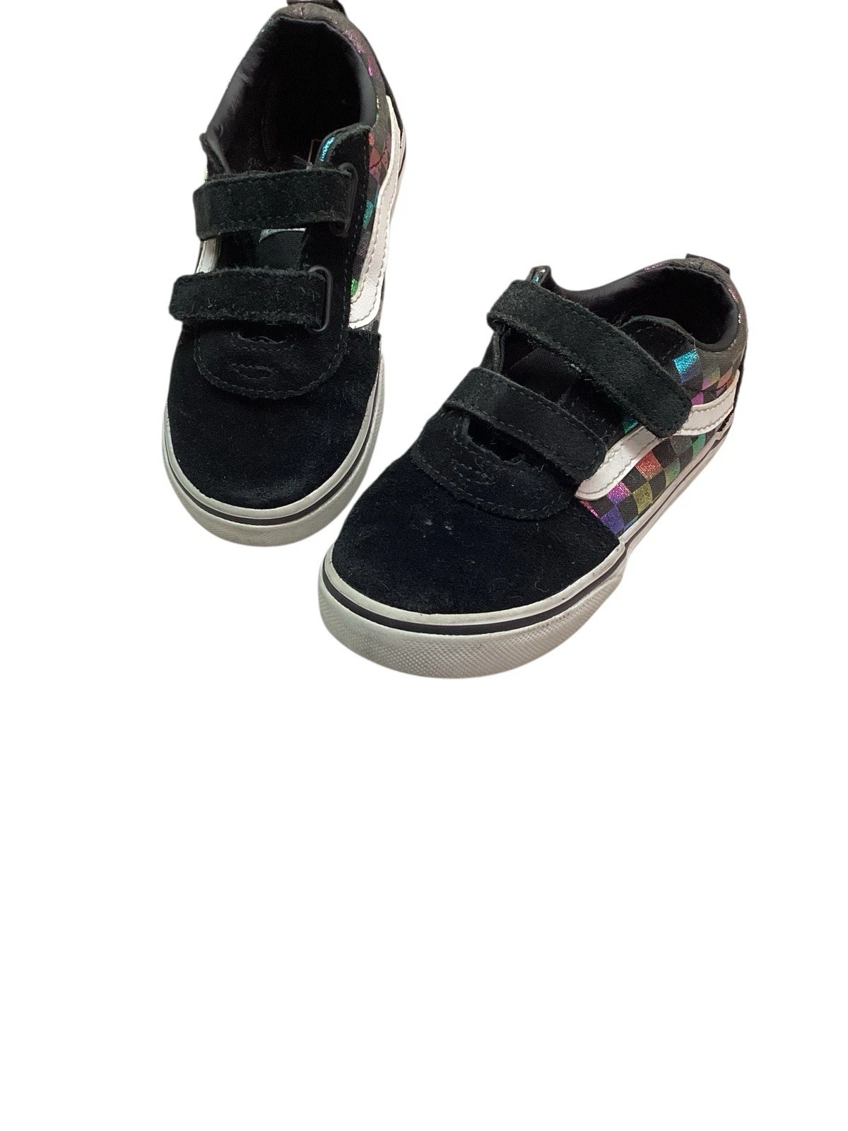 Scarpe bambino VANS taglia 9 WARD sneakers basse arcobaleno metallizzato a scacchi