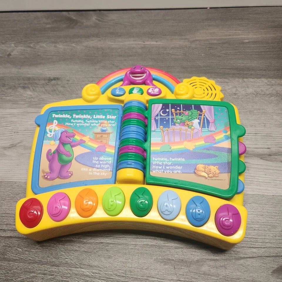 Винтаж 2001 Mattel Barney Музыкальные Детские Рифмы Фортепиано Книга Рабочая Игрушка Как Новая - Изображение 3 из 4