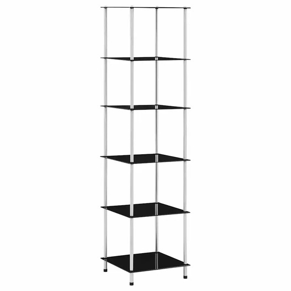Regal 6 Ablagen Schwarz 40X40X160 Cm Hartglas Standregal-image