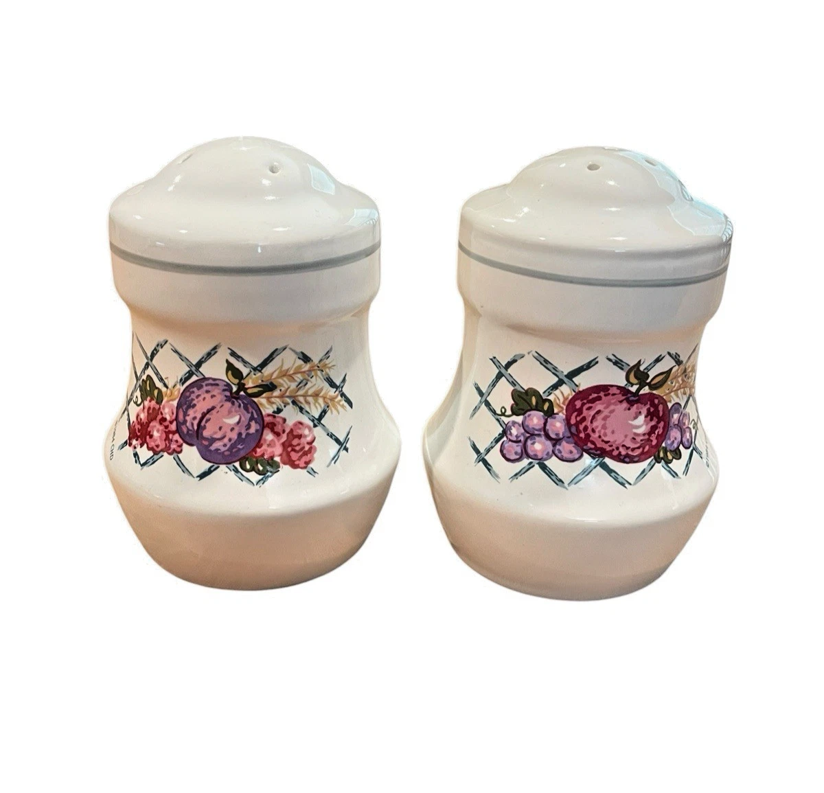 Vintage Ceramic Salt & Pepper Shaker Set Oversized Cottagecore Fruit Motif