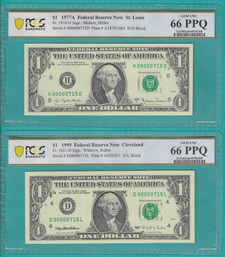 $1, $5, $10 11X MATCHING LOW Serial Number 3 Digit 00000715 PCGS Graded - Picture 4 of 7