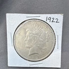 1922 Peace Silver Dollar $1 Silver Coin, Uncertified, Ungraded