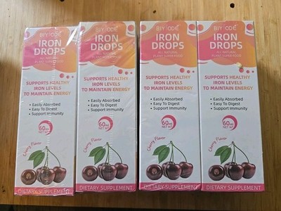  4 Lot BIYODE Iron Drops All Natural Plant Dietary Supplement Exp June 2027