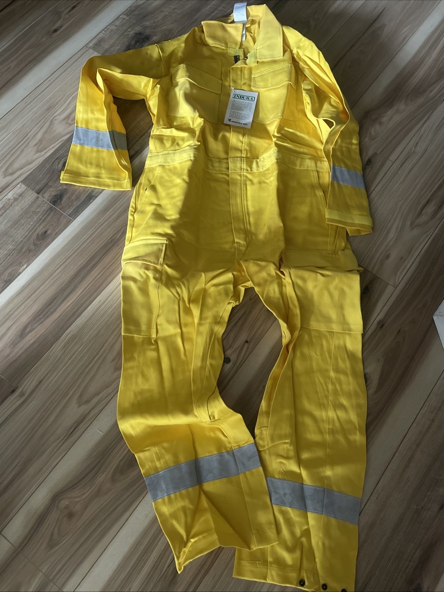 PGI FireLine Wildland Yellow Nomex Jumpsuit Size L FR Coveralls W