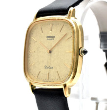 Vintage Exc 4 SEIKO Dolce 6030-5420 Quartz Gold New Battery Men's Watch JAPAN