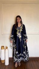 Stylish Pure Satin Rayon Black Salwar Kameez With Dupatta For Festival Wear