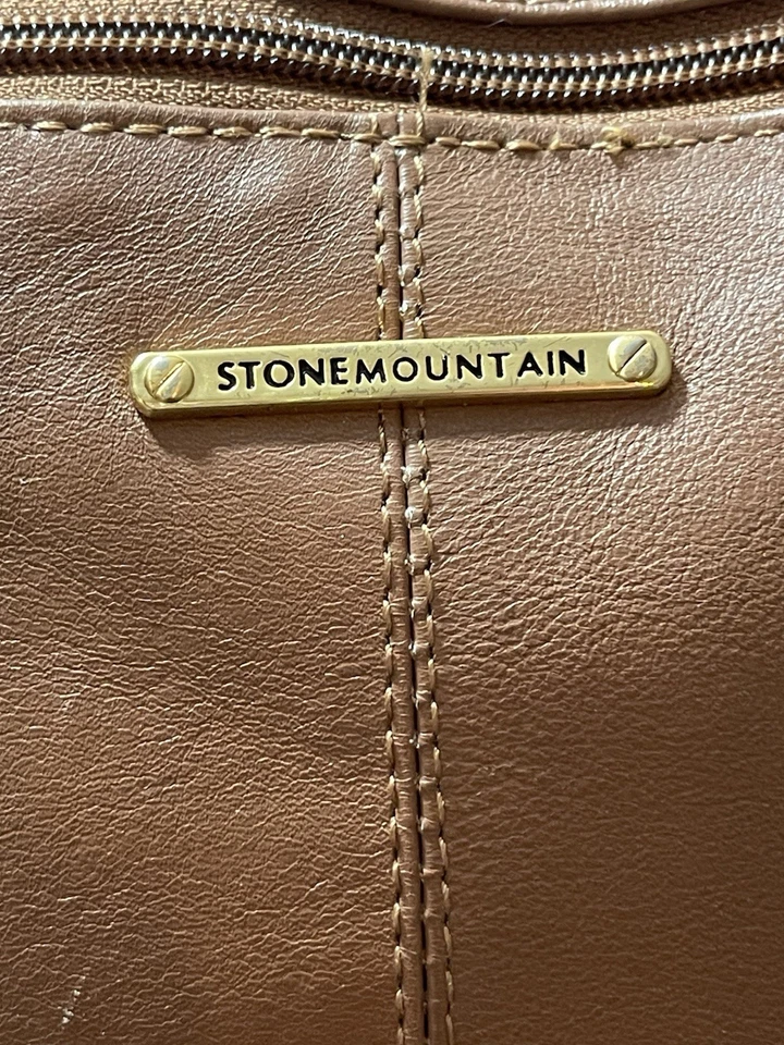 Stone Mountain 真皮栗色棕色纯银桶斜挎包钱包 — 第 2/4 张图片