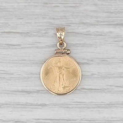 American Gold Eagle Coin Pendant 2003 1/10 oz 14k 22k Walking Liberty