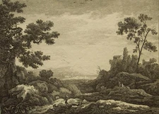 Jean Baptiste Chatelain (Huguenot) fine early landscape etching; 1800's