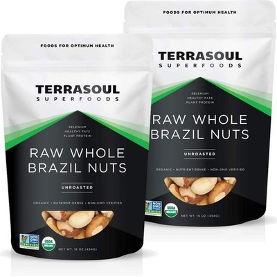 Organic Brazil Nuts, Raw Unsalted 2 Pounds Pack Rich in Selenium, Healthy Snack