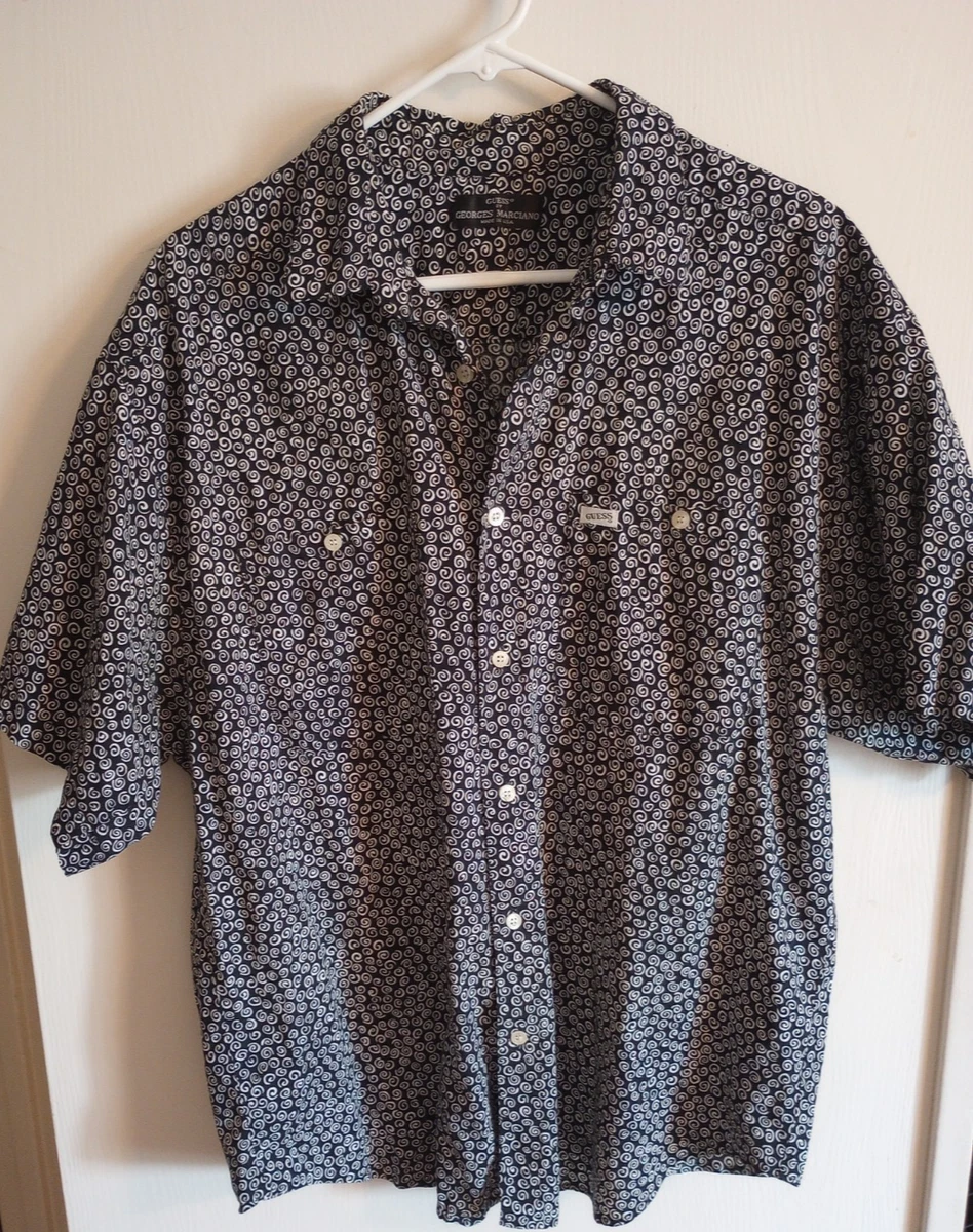 De Colección Guess By Georges Marciano Camisa Abotonada Patrón Remolino Camisa Hombres XL S/S