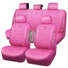 Hot Pink Bling Diamond Leather Car Seat Coverss Full Set Pink Rhinestone-hot