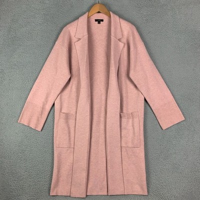 J.Crew Ella Long Sweater-Blazer Womens Medium Blossom Pink Open-Front Wool Blend