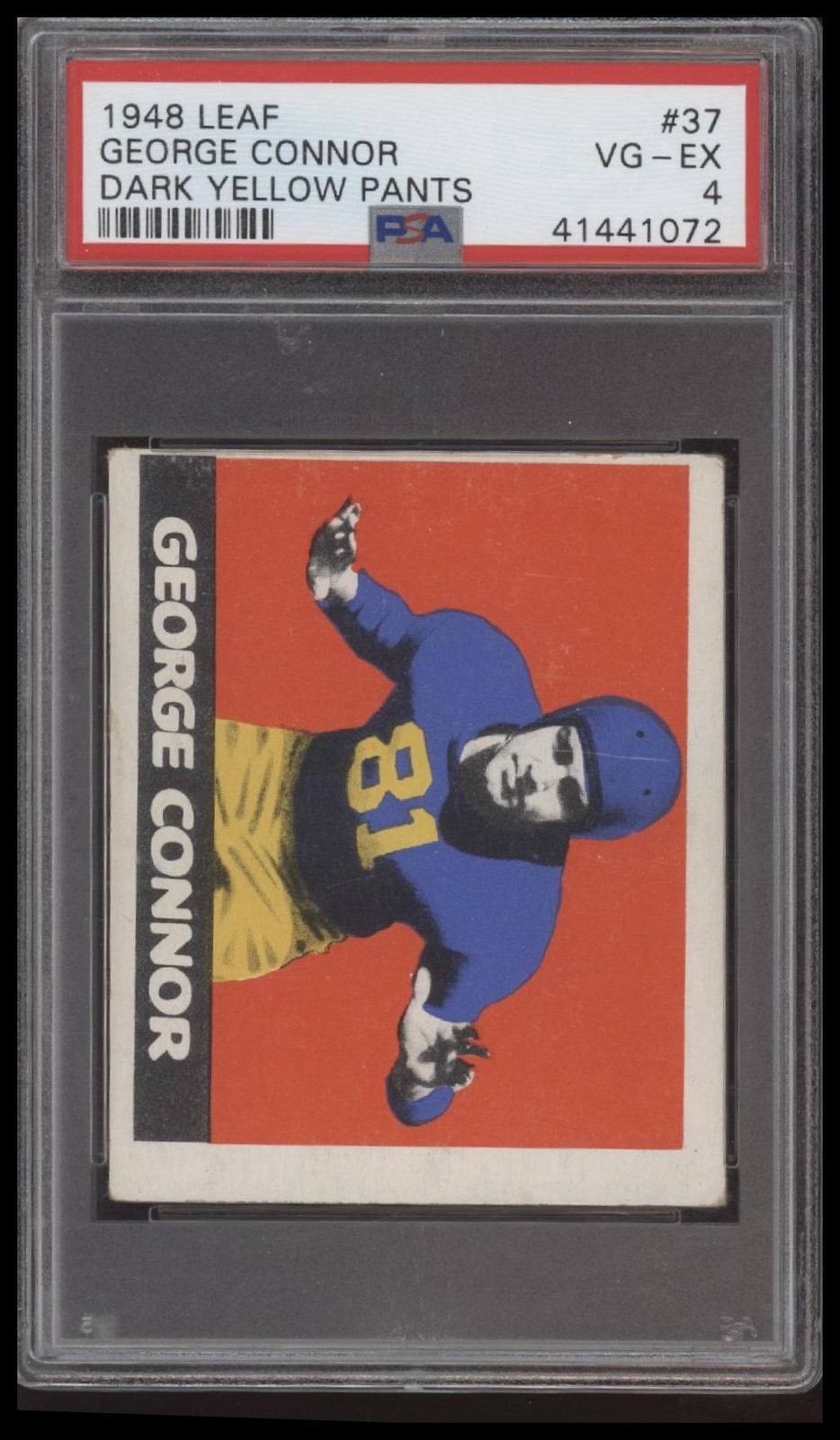 1948 Leaf # 37 George Connor Rookie PSA 4 VG / EX TheVintageCards