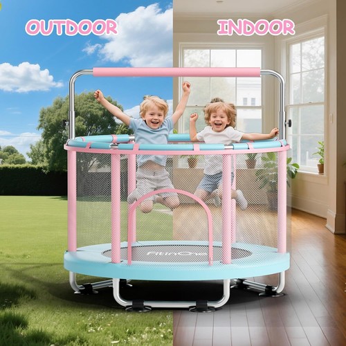 55" Toddler Mini Trampoline for Kids, Indoor Outdoor Toys with Swing, 440Lbs Bab - Picture 2 of 9