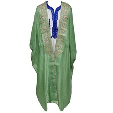 Femmes 3 Trimestre Manche Arabe Bisht Vert Clair Cape Arabe Robe Thobe