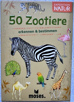 50 Zoo Animals Expedition Nature Moses Learning Game Quiz Cards FSC 9791