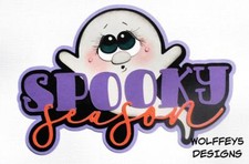 HALLOWEEN GHOST KID TITLE premade paper piecing scrapbook diecut page piece 3D