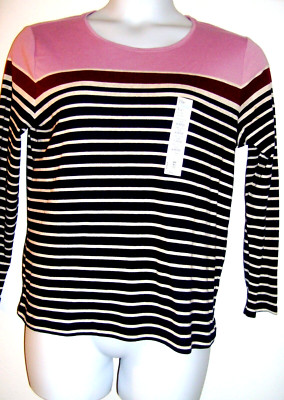 Croft & Barrow Size PXL Multicolor Striped Long Sleeve Crew
