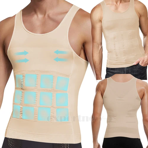 Gynäkomastie Compress Tanktop Männer Abnehmen Body Shaper Weste Bauchweg Shirt - Bild 17 von 26