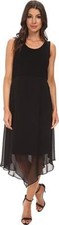 Vince Camuto Women's Sleeveless Dress w/ Asymmetrical Chiffon Overlay Skirt Rich