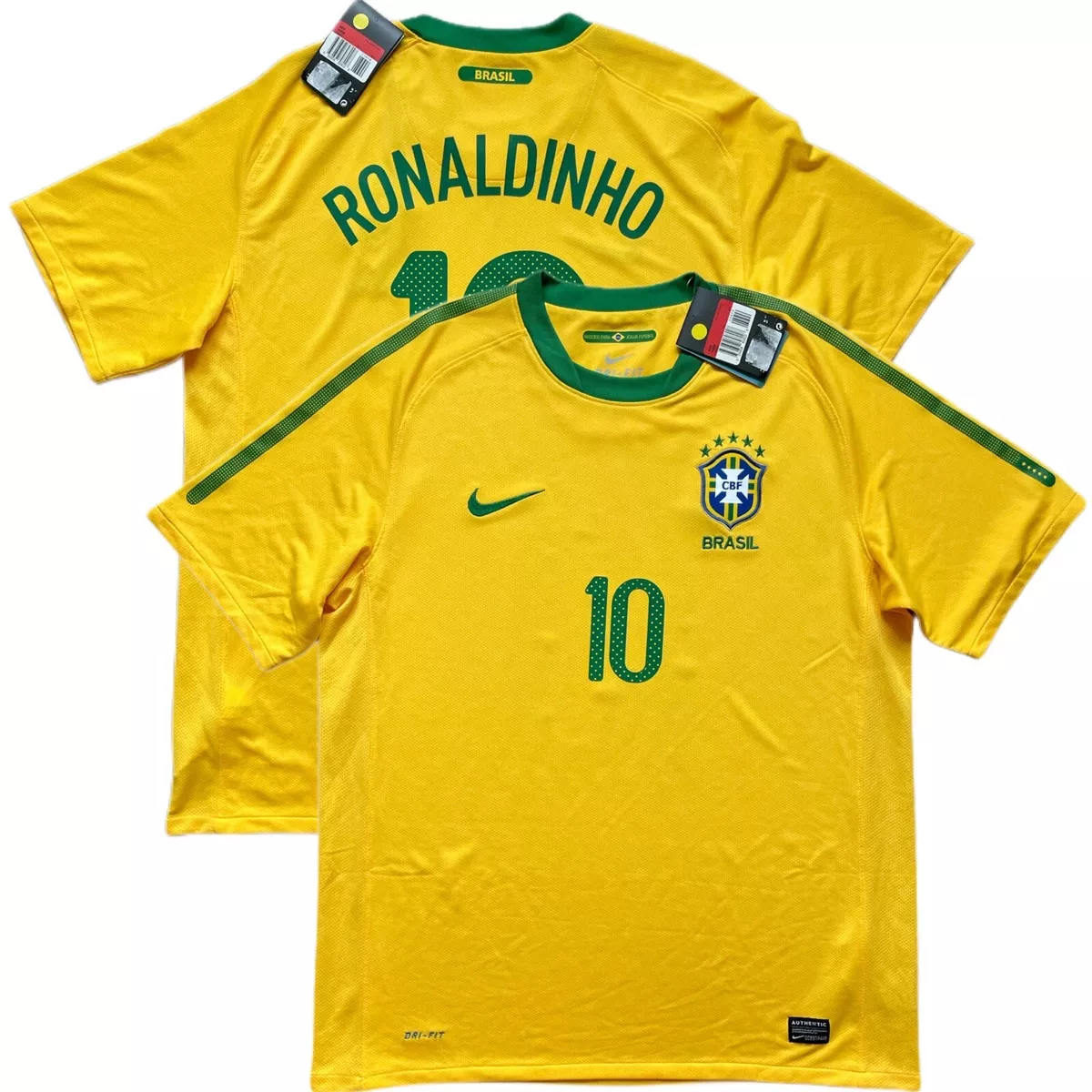 2010/11 Brazil Home Jersey #10 Ronaldinho Large Nike World Cup Brasil NEW