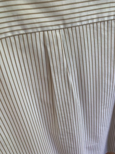 Kim Rogers Size L Blouse Button Front Tab sleeves , lt brown/white stripe MINT - Picture 7 of 7