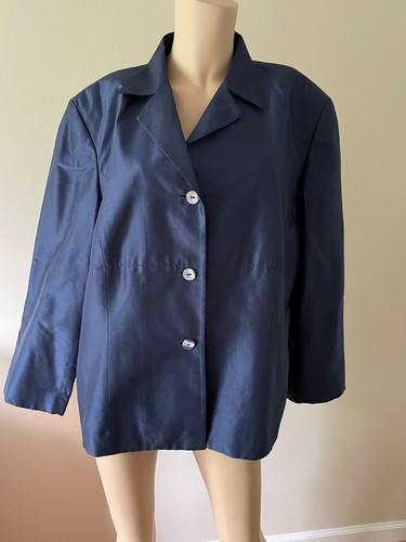 Kate Hill Women Royal Blue Silk Blazer 18W