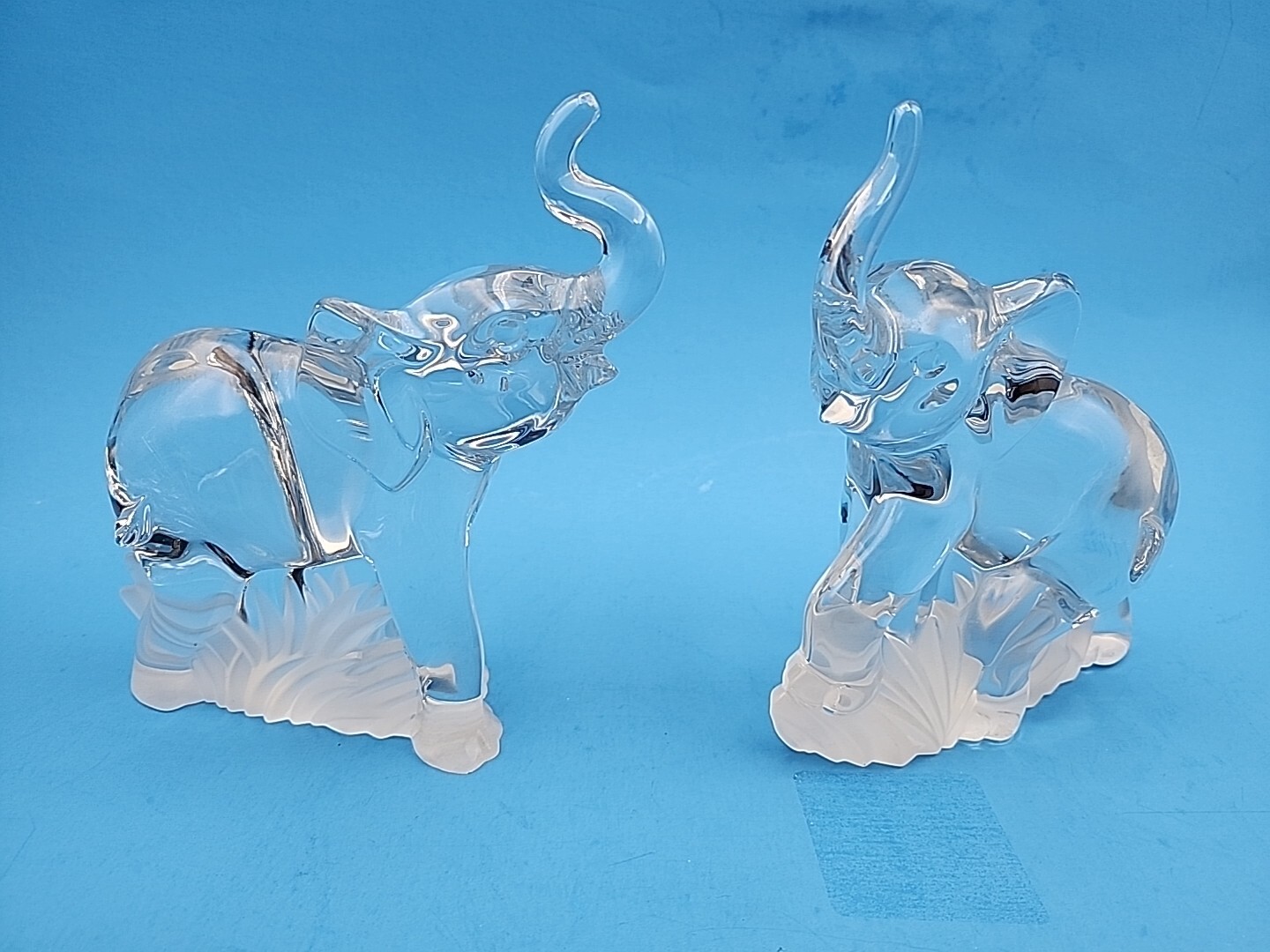 2 Lenox Elephants- Animal Collection- Fine Crystal Made In Germany Trunks Up 