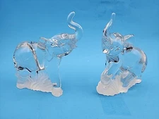 2 Lenox Elephants- Animal Collection- Fine Crystal Made In Germany Trunks Up 