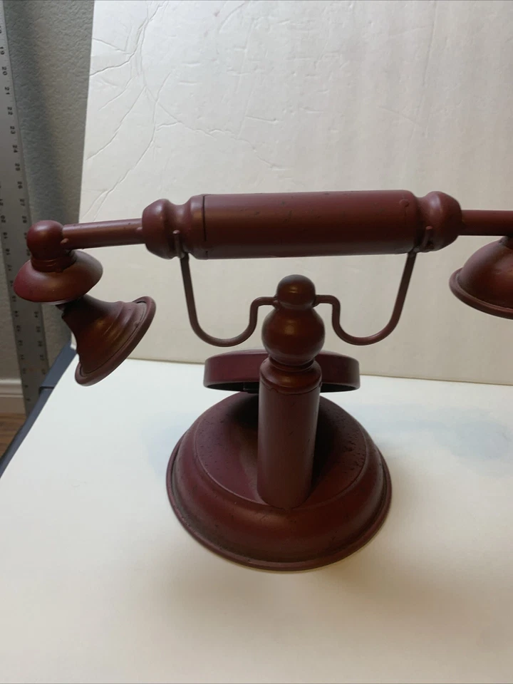 Mauve Retro Metal Mantel Clock - Old Fashioned Telephone - Vintage Shabby Chic - Image 3 of 4