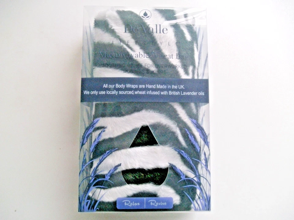 DE VALLE LARGE FLEECE ZEBRA PATTERN WHEAT BAG-HEAT PACK UNSCENTED - * TO CLEAR