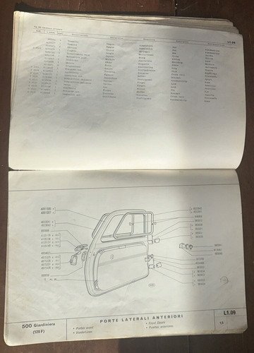 FIAT 500 Tipo120F Giardiniera Catalogo Parti Di Ricambio Carrozzeria - Foto 9 di 20